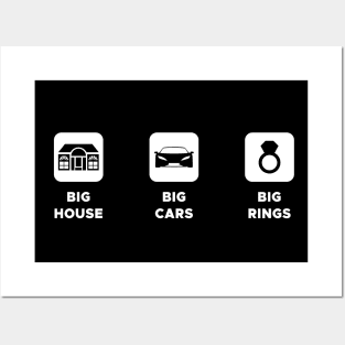 Big house. Big cars. Big rings. Icons. For a dark background Posters and Art